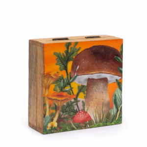 Firkantet Eske / Boks 13,5x13,5x6cm - Mushroom Design Maroon