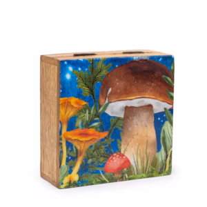 Firkantet Eske / Boks 13,5x13,5x6cm - Mushroom Design Teal