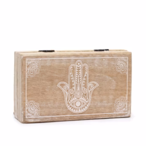 Firkantet Eske / Boks 17x10x4,2cm - Hamsa Whitewash