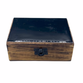 Keramisk Glassert Trekasse - 15x10x6 cm - Svart