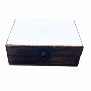 Keramisk Glassert Trekasse - 15x10x6cm - Hvit
