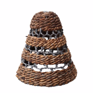 Lampeskjerm Av Bananblad Og Abu-Abu-Raffia - H:30xd:26 cm