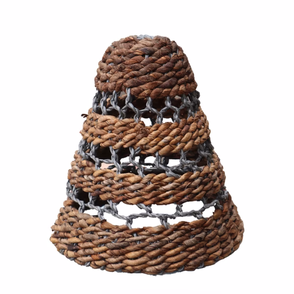 Lampeskjerm Av Bananblad Og Abu-Abu-Raffia - H:30xd:26 cm