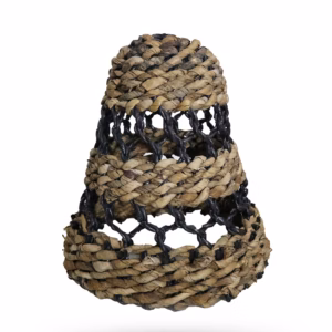 Naturlig Lampeskjerm Av Bananblad Og Hitam Raffia - H:30xd:26cm