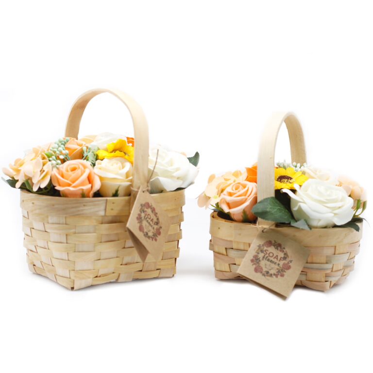 Medium-Orange-Bouquet-in-Wicker-Basket