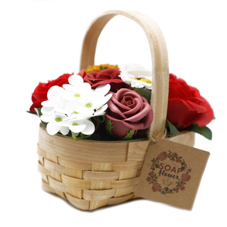 Medium-Red-Bouquet-in-Wicker-Basket