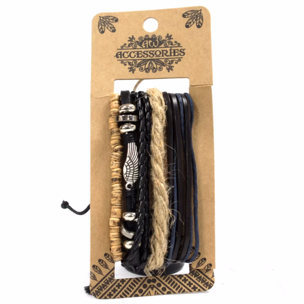 Mens Bracelet Sets - Metal &Amp; Leather (Asst) - Image 3
