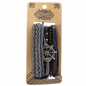 Mens Bracelet Sets - Metal & Leather - Asst