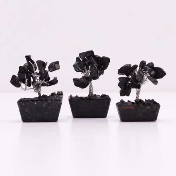 Mini Gemstone Trees On Orgonite Base - Black Agate (15 stones) - Image 2