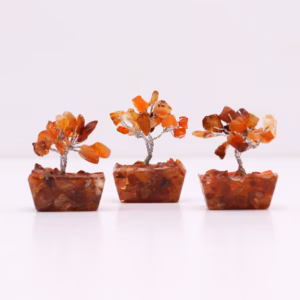 Mini Edelsteenbomen op Orgonietbasis - Carneool - 15 Stenen