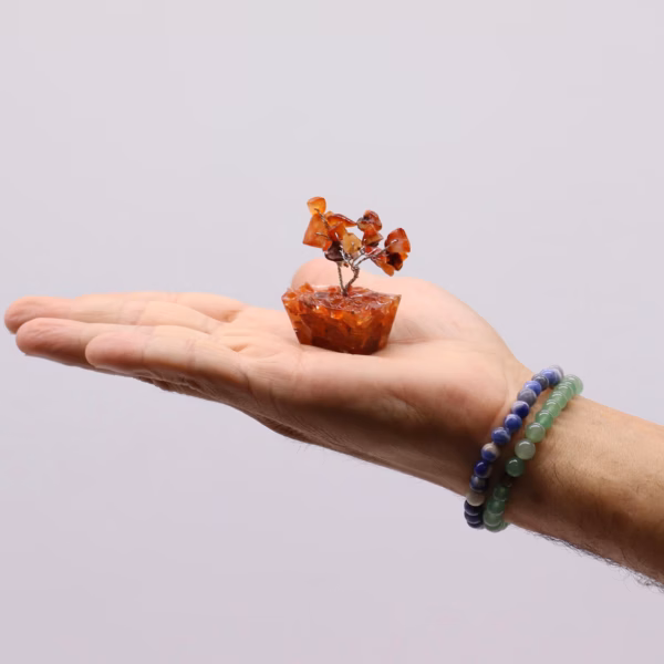 Mini Gemstone Tree På Orgonittbase - Karneol (15 Steiner) - Bilde 4
