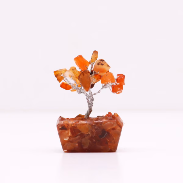 Mini Gemstone Tree På Orgonittbase - Karneol (15 Steiner)