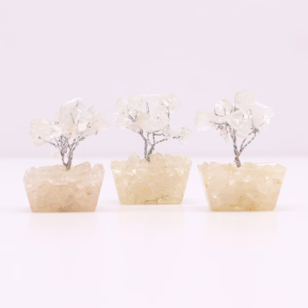 Mini Gemstone Trees On Orgonite Base - Rock Quartz (15 stones) - Image 2