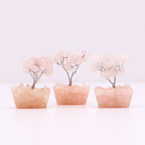 Mini Gemstone Tree På Orgonittbase - Rosekvarts (15 Steiner) - Bilde 2