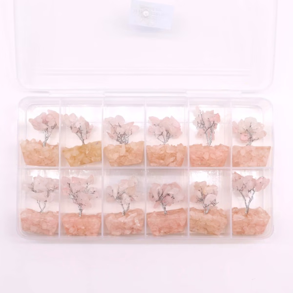 Mini Gemstone Tree På Orgonittbase - Rosekvarts (15 Steiner) - Bilde 3