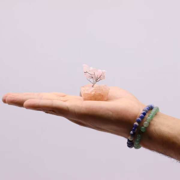 Mini Gemstone Tree På Orgonittbase - Rosekvarts (15 Steiner) - Bilde 4