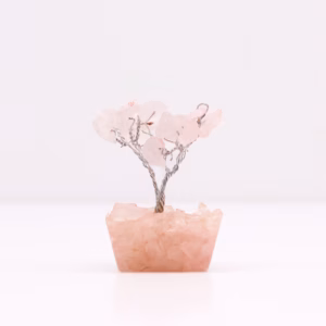 Mini Gemstone Tree På Orgonittbase - Rosekvarts (15 Steiner)