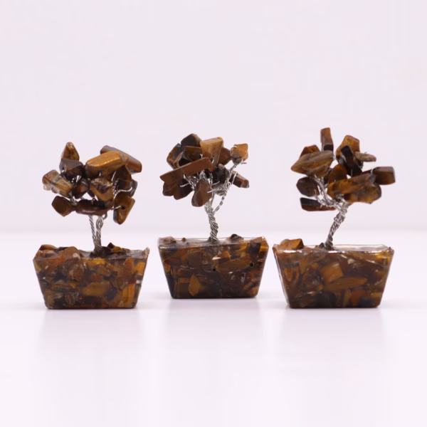 Mini Gemstone Trees On Orgonite Base - Tigereye (15 stones) - Image 2