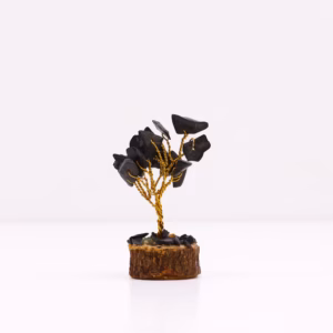 Mini Gemstone Tree På Trefot - Svart Agat (15 Steiner)