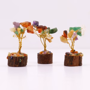 Mini Ædelstenstræer på Træfod - Multi Stones (15 Sten)
