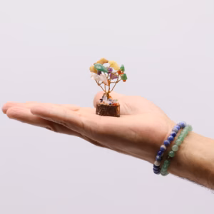 Mini Ædelstenstræer på Træfod - Multi Stones (15 Sten)