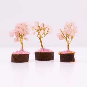 Mini Edelsteenbomen op Houten Basis - Rozenkwarts - 15 Stenen