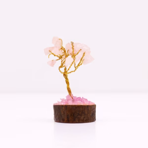 Mini Gemstone Tree På Trefot - Rosakvarts (15 Steiner)