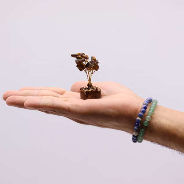Mini Gemstone Trees On Wood Base - Tigereye (15 stones) - Image 4