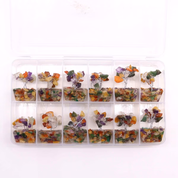 Mini arboles de piedras preciosas sobre base de orgonita - Piedras múltiples (15 piedras) - Imagen 3