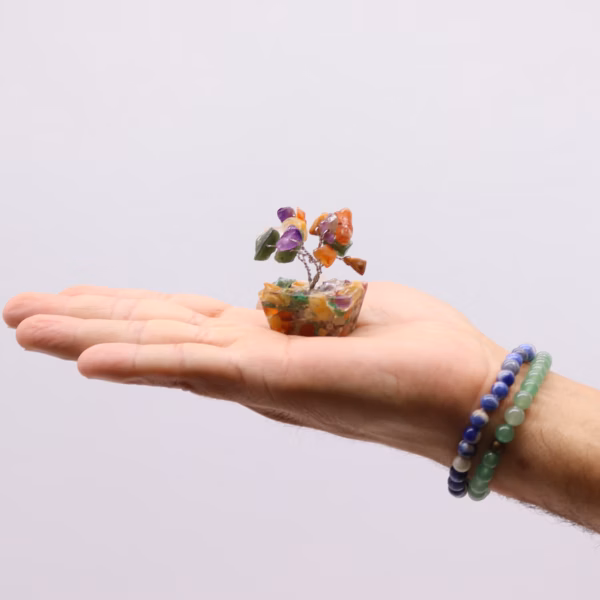 Mini arboles de piedras preciosas sobre base de orgonita - Piedras múltiples (15 piedras) - Imagen 4