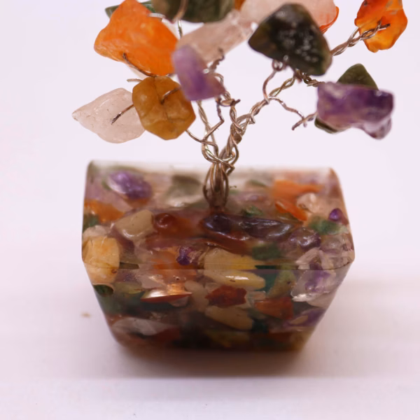 Mini arboles de piedras preciosas sobre base de orgonita - Piedras múltiples (15 piedras) - Imagen 6