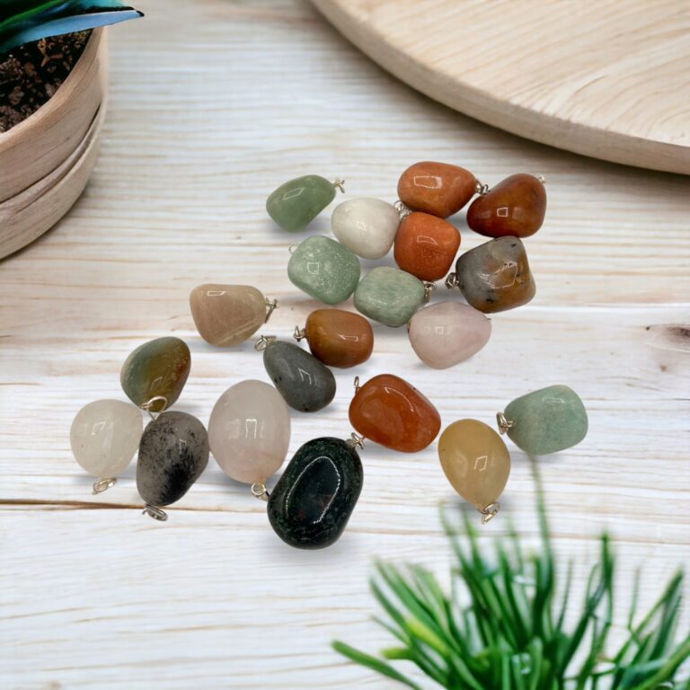Mixed-Silver-Plated-Crystal-Tumbled-Stone-Pendants