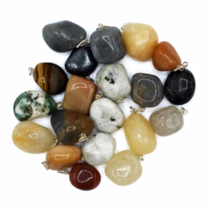 Colgantes Mixtos de Cristal Plateado y Piedras Talladas