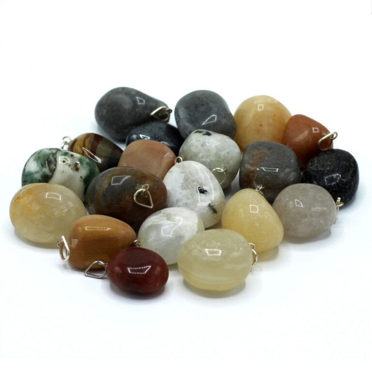 Mixed-Silver-Plated-Crystal-Tumbled-Stone-Pendants