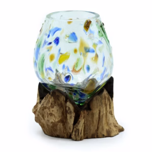 Smeltet Farget Glass På Tre - Medium Skål