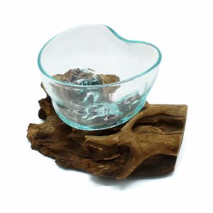 Gesmolten Glas Arfully Misvormde Kom op Hout