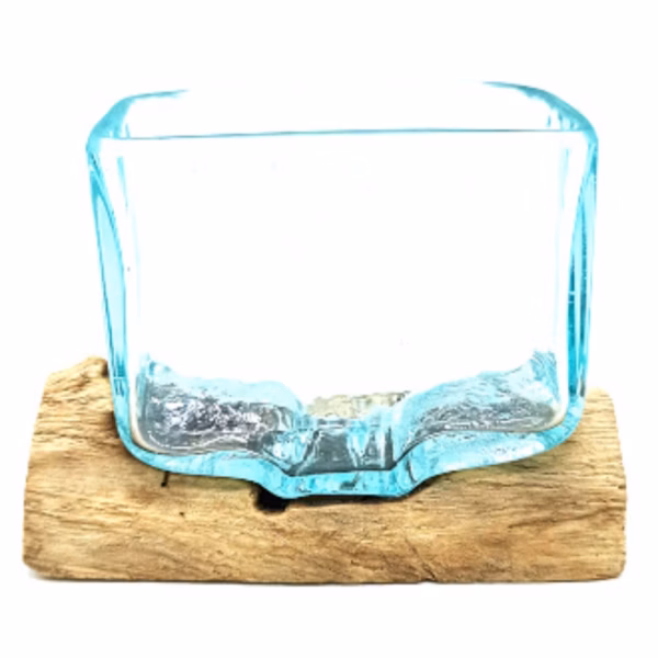 Molten Glass Tank On Wood With Stand - Small Bowl - Image 4