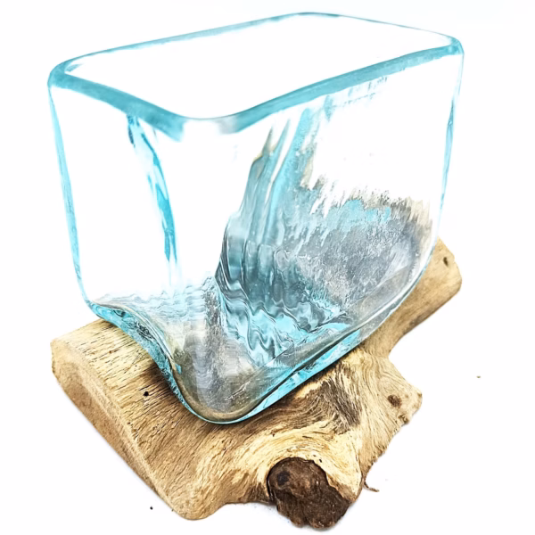 Molten Glass Tank On Wood With Stand - Small Bowl - Image 5