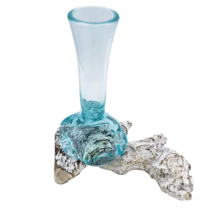 Geschmolzenes Glas auf Getünchtem Holz - Vase - Mittel
