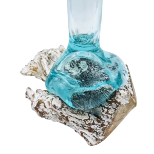 Geschmolzenes Glas auf Getünchtem Holz - Vase - Mittel