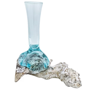 Smeltet Glass På Hvitkalket Tre - Vase - Medium