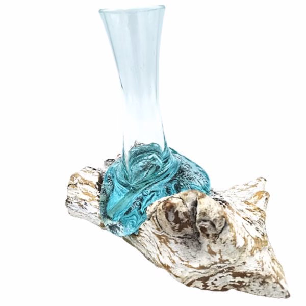 Molten Glass On Whitewash Wood - Vase - Medium - Image 5