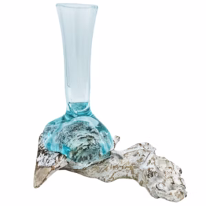 Geschmolzenes Glas auf Getünchtem Holz - Vase - Mittel