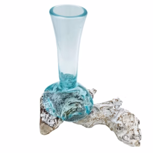 Geschmolzenes Glas auf Getünchtem Holz - Vase - Mittel