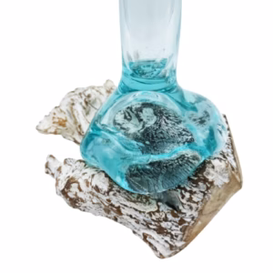 Geschmolzenes Glas auf Getünchtem Holz - Vase - Mittel