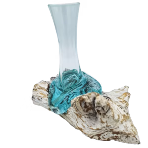 Gesmolten Glas op Whitewashed Stronk - Vaas - Klein