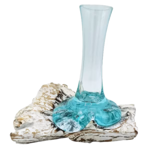 Smeltet Glass På Hvitkalket Tre - Vase - Liten Liten