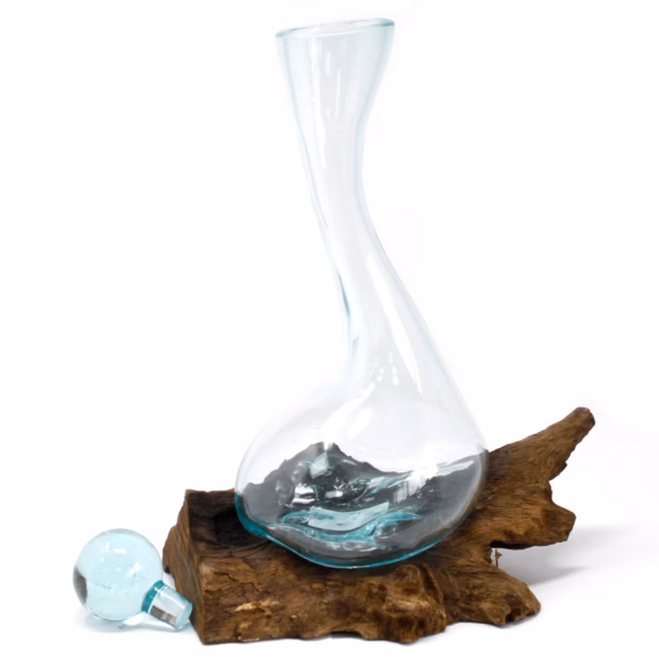 Geschmolzenes Glas Auf Holz - Weinkaraffe – Bild 2