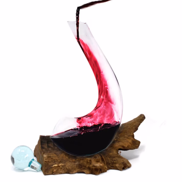 Geschmolzenes Glas Auf Holz - Weinkaraffe – Bild 5