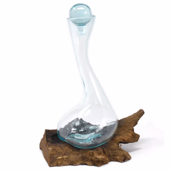 Geschmolzenes Glas Auf Holz - Weinkaraffe